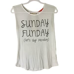 Chelsea & Violet Sunday Funday White Tank Top Size Small